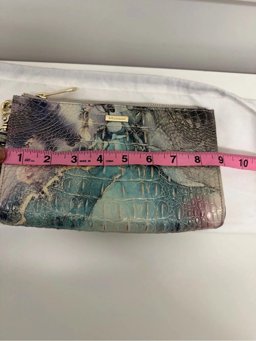 Brahmin‎ Multicolor Teal & Purple Croc-Embossed Leather Wristlet